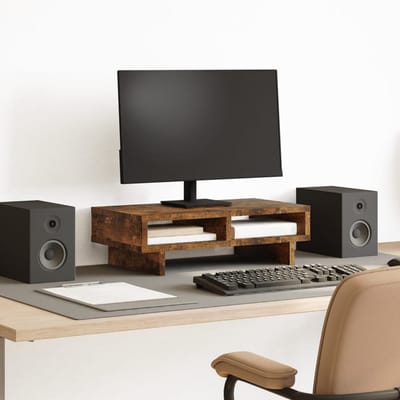 vidaXL - Monitorstandaard - 50x27x15 - cm - bewerkt - hout - gerookt - eikenkleurig