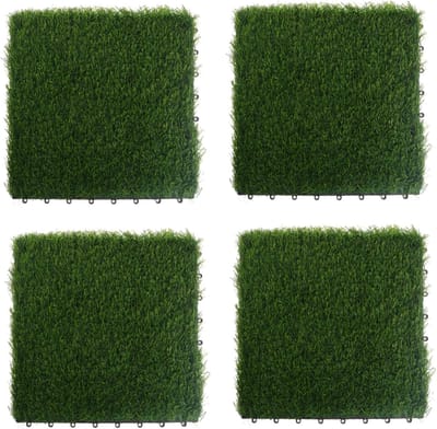 Kunstgras Tegels - Modulaire Gazon - Buiten Decoratie - In elkaar grijpend Design - 30x30cm - Groen