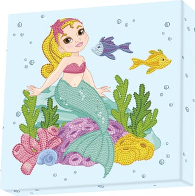 Diamond Painting - Hobby Pakket - Diamond painting kinderen - Dotz Box - Zeemeermin 28x28cm - Ronde steentjes - Volledig pakket - Diamond Dotz