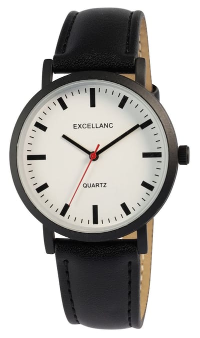 EXCELLANC Herenhorloge lederimitatie Mineraalglas