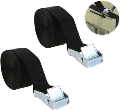 Set van 2 Zwarte 7ft Cam Buckle Spanbanden voor Vracht, Bagage en Transportdoeleinden