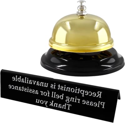 Service Bel - Toonbank Bel - Klantenservice Melden - Dubbelzijdig Bord - 85mmx62mm - Goud