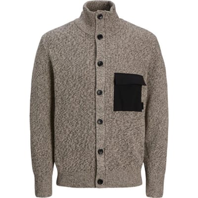 Jack & Jones Vest Jcomace Knit Cardigan Smu 12270984 Chateau Gray/w. Black Mannen Maat - M