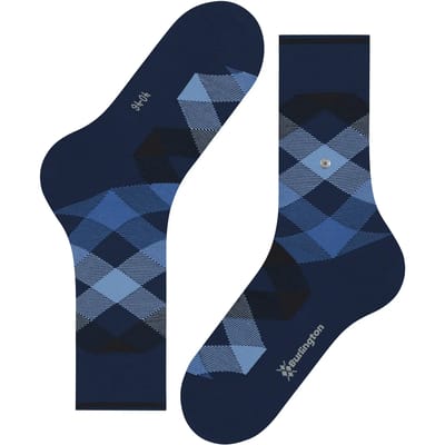 Burlington Newcastle gedessineerd wol sokken heren blauw - maat 40-46