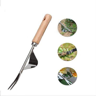 Handmatige Onkruidverwijderaar met Houten Handvat, Tuingereedschap voor Wieden & Verplanten