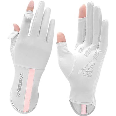 Dames UV Zonbeschermingshandschoenen Ademend Touchscreen Zonwerende Handschoenen Antislip IJszijde Fietshandschoenen voor Fietsen Autorijden grijs