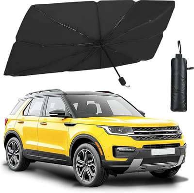 Famanu – Zonnescherm voor auto - zonwering voor binnen - auto - reflecterend - uv-bescherming - voor voorruit - gemakkelijk op te vouwen en op te bergen - 140 x 80 cm
