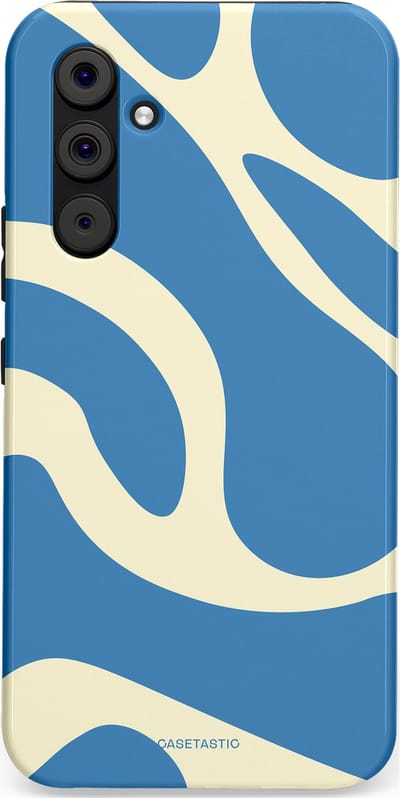 Casetastic hoesje geschikt voor Samsung Galaxy A54 (2023) 5G - Dubbellaagse bescherming - Lichtblauwe water vlekken - Fashion Case - Lavendel Crème Lichtblauw