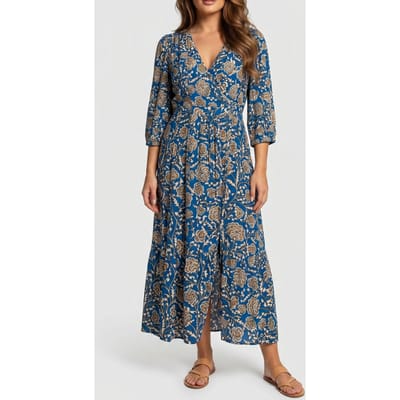 BA&SH Robe Pixana Bleu Größe: XS | Maxikleider Outlet | Damen