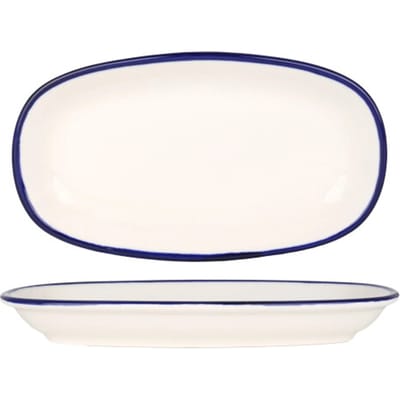Rinart Serveerschaal - Blue Edge - Porselein - 25x15 cm - set van 2