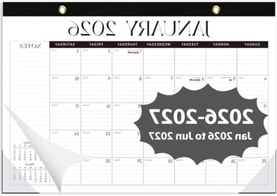 Bureaukalender - Plankalender Planning - Organiseren Thuis Kantoor - 18 Maanden Planning - 17 x 12 Inch - Zwart