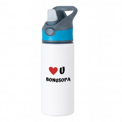 Hacebo® - love u bonusopa waterfles met rietje blauw - Opa - de liefste opa - verjaardag - cadeautje voor opa - opa artikelen - kado - geschenk - water fles - 650ML