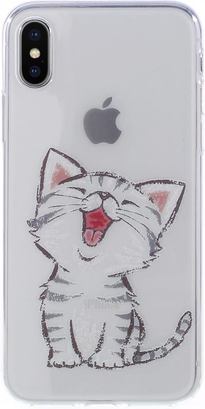 Peachy Doorzichtige cover katje geschikt voor iPhone X XS hoesje - Wit Grijs Transparant