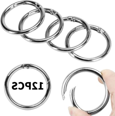 Set van 12 Ronde Karabijnhaken 48mm - Ideaal voor Handtassen, Sleutelhangers, Creatieve Projecten en Decoratie (Zilver)