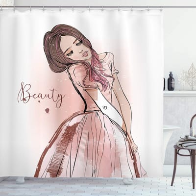 ABAKUHAUS Douchegordijn – Redwood Blush Wit – 175x220 cm – Polyester