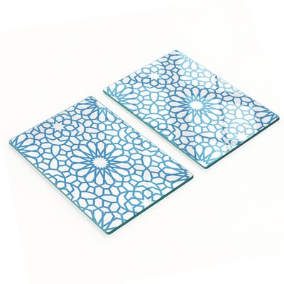 Keukenplanken van gehard glas met grafisch oosters patroon, 2x40x52 cm