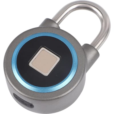 Cadenas à empreinte digitale Contrôle par application Bluetooth Étanche IP65 Serrure électronique de sécurité pour casier Tiroir Bureau Salle de sport Bleu bleu