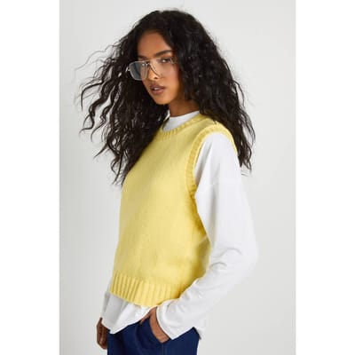 boohoo Dames Zacht gebreide vest met ronde hals | Butter | Maat: Small