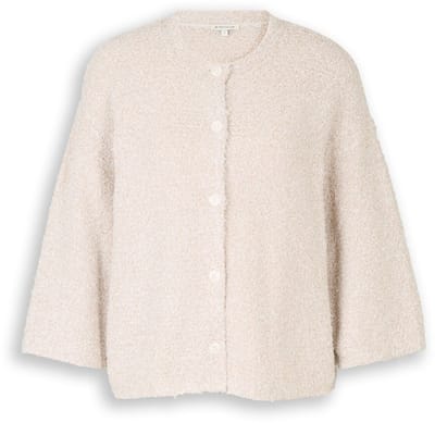 Tom Tailor - Losvallend vest met 3/4-mouwen - Maat M - white beige structure
