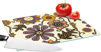 Glazen Snijplank - 28x20 - Bloemen - Bohemian - Vintage - Cartoon - Snijplanken Glas