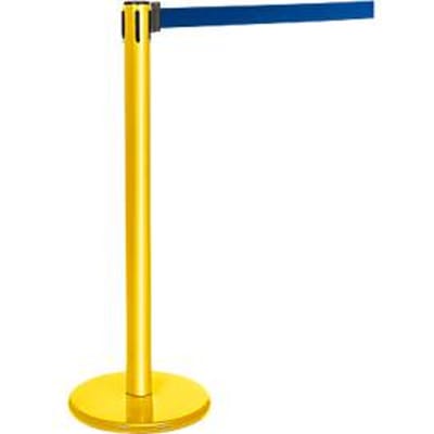 Afzetpaal met trekband geel, trekband blauw