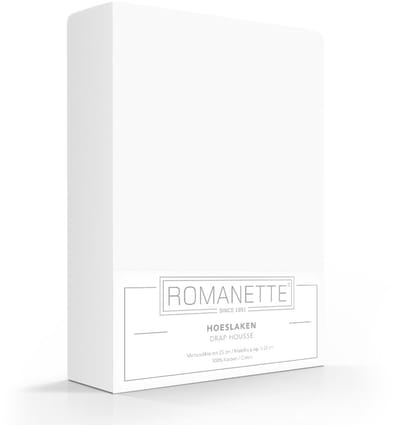 Romanette hoeslaken katoen - Wit - 2-persoons (140x220 cm)