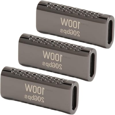 3 Stuks USB C Female naar Female Adapter voor 100W Snelladen, 20Gbps Gegevensoverdracht en 8K 60Hz Video, Plug and Play Type-C 4.0 Accessoire