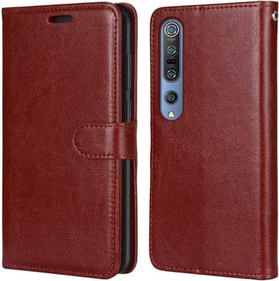 Bookcase Geschikt voor: Xiaomi Mi 10 / 10 Pro - Bruin - portemonee hoesje