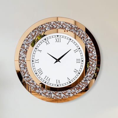 Artloge Wandklok – Ø60cm - Stille Uurwerk – Crushed Diamond – Braun