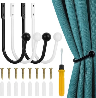 Goodivery ® Elegante Set van 4 Metalen Gordijnhouders met U-vorm voor Muurbevestiging