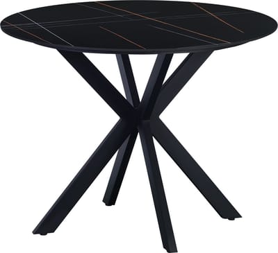 Dimehouse Eettafel Yuna marmerlook zwart 100 x 100 x 76 cm - Marmer - Modern - Rond