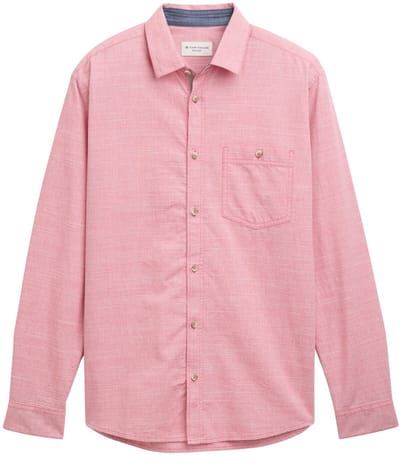 Tom Tailor - Regular fit overhemd met borstzak - Maat S - red white horizontal structure