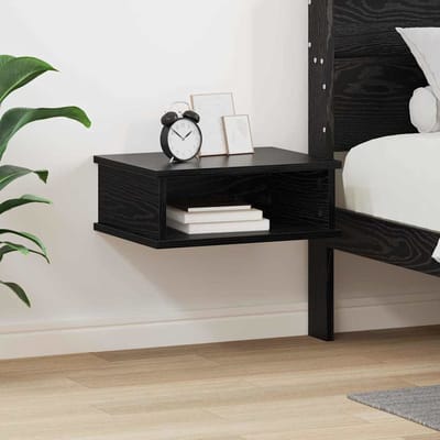 vidaXL - Nachtkastje - Zwart - Eiken - 40 - x - 31 - x - 15 - cm - Bewerkt - hout