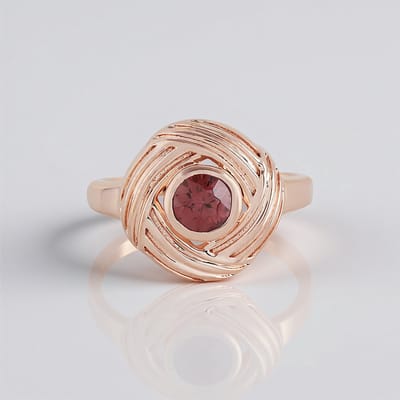 Cavill - Zilveren ring rosé verguld - 0,708 ct roze zirkoon Tanzania ronde briljant - filigrain design elegant sieraad - maat 16-20
