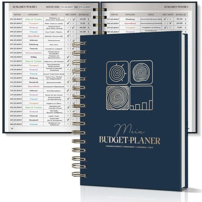 Dailygoods - Budgetplanner met Boomringpatroon - Donkerblauw