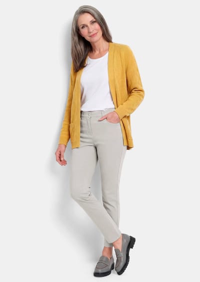 Cardigan van puur katoen - honing - Gr. 19 van Goldner Fashion