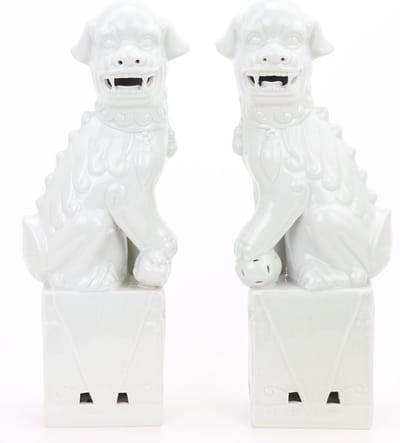 Witte Chinese Tempel Leeuwen Fu Dogs 2 stuks 9 x 12 x 27 cm