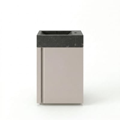 FugaFlow Eccelente Arredo Toiletmeubelset - 40x65cm - 1 deur - 1 kraangat - rechts - fontein natuursteen donker - mat cotton (beige)