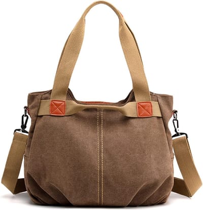 Vintage Canvas Schoudertas Dames - Ruime Shopper voor Werk en Reizen