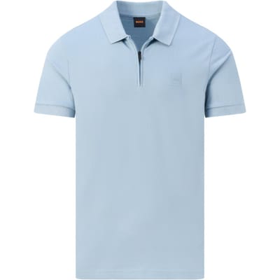 Polo Shirt Korte Mouw BOSS Passerzip Half Zip Polo Lichtblauw