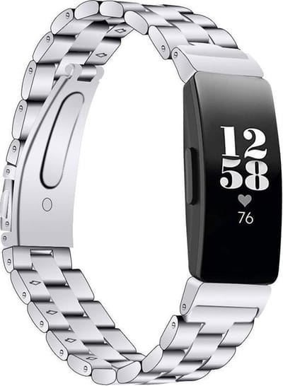 KELERINO. Metalen bandje geschikt voor Fitbit Inspire (HR) - Schakel - Zilver