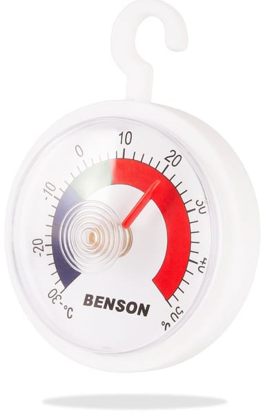 Benson Analoog koelkast- en vriezerthermometer - rond - Ø 44 mm - wit - meetbereik -30°C tot +50°C