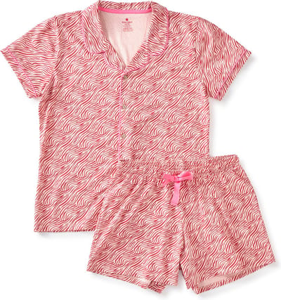 Little Label Pyjama Dames Maat XS/34-36 - Fuchsia, roze - Zebra strepen - Shortama - Zachte BIO Katoen