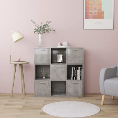 vidaXL - Boekenkast - 90x30x90 - cm - bewerkt - hout - betongrijs