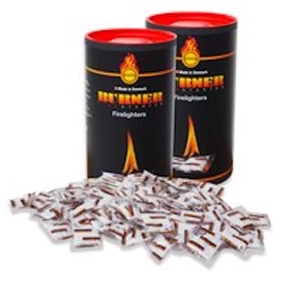 Burner - Quickfire - 200 Aanmaakzakjes - 2 x koker à 100 stuks - houtkachel - bbq - vuurschaal - aanmaakblokjes