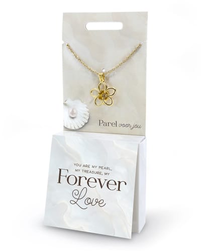 Halsketting met parel | Wensparel | Thema: Forever love | Merk: Miko | Kleur: Goud