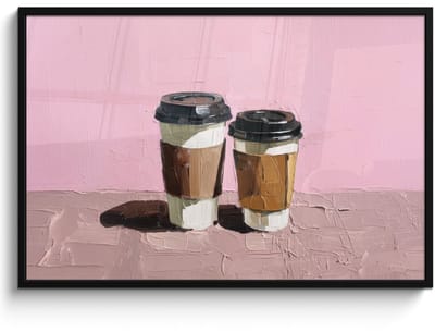 Poster in lijst - Fotolijst 120x80 cm - Posters - Koffiebekers - Deksel - Verf - Textuur - Posterlijst zwart - Decoratie - Wanddecoratie woonkamer - Muurdecoratie slaapkamer