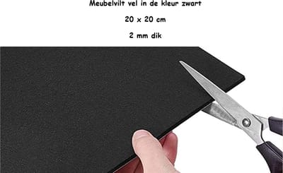 FSW-Products - Anti Kras Vloerbeschermers Viltjes - 20x20 cm - 2 mm dik - Meubelvilt - Stoelpoten - Vloerglijders - Zwart Vilt - Antikras Stoelvilt