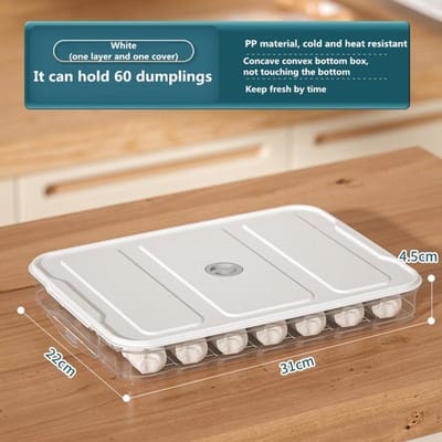 Multilayer Dumpling Box Huishoudelijke Voedsel Ei Bevroren Doos Wonton Vershoud Organisatoren Snel Vriezen Koelkast Opbergdoos 1 layer wit