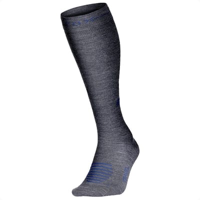 STOX Energy Socks Merino Travel Sokken Heren - Compressiekousen Vliegtuig - Grijs / Blauw - Merino Wol Compressie Sokken - Vliegtuigsokken - Reissokken - Naadloos - Steunkousen - Maat: 40-44